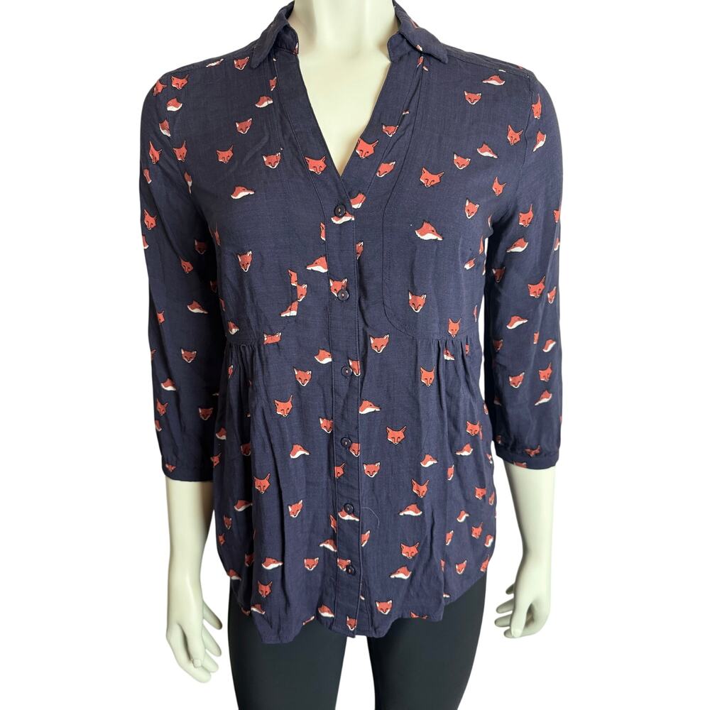 Maeve by Anthropoolgie fox button down blouse size 6